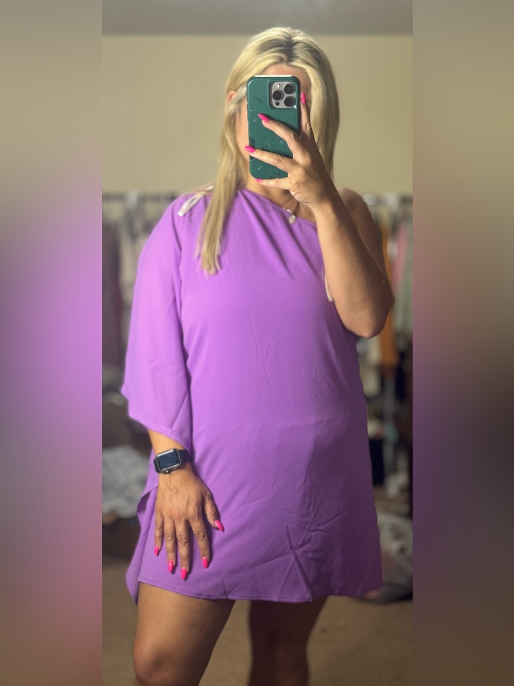 Lilac  One-Shoulder Tunic or Mini Dress